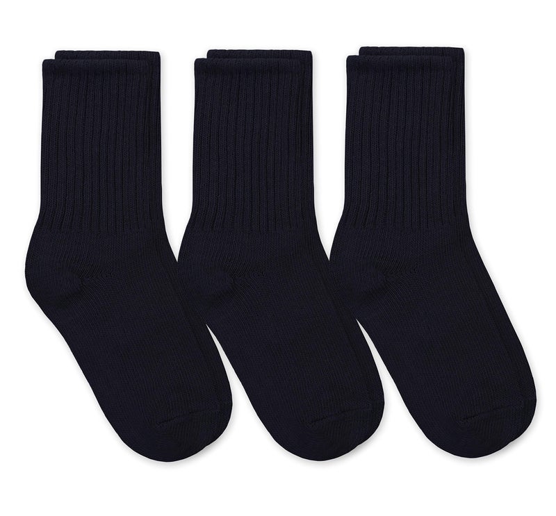 Jefferies Socks Boys' School Uniform Ribbed Crew Dress Socks 3 Pack, black, Small - Image 1